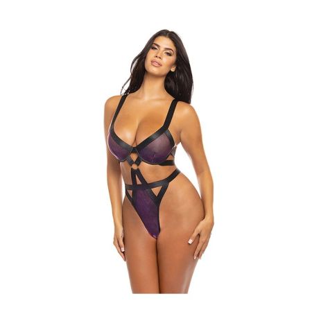 Jade Underwire High Leg Strappy Teddy Dark Iridescent/Black